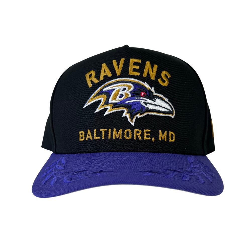 New Era Baltimore Ravens Black 2025 NFL 59FIFTY A Frame Fitted Hat 7 3/8 NEW